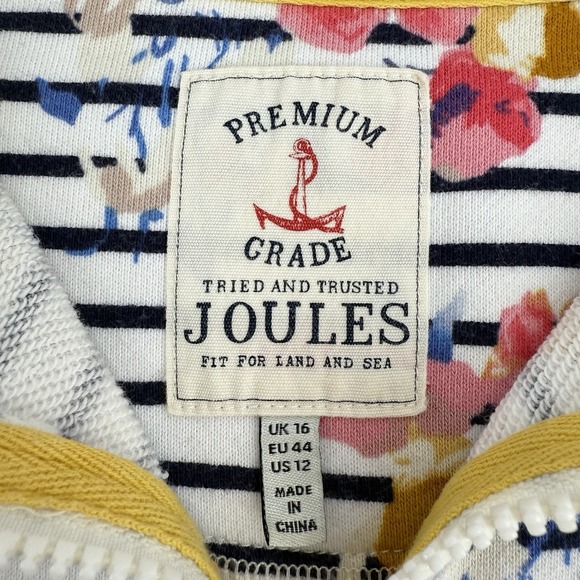 Joules Women's US 12 1/4 Zip Pullover Floral Stripe Sweatshirt Casual Coastal - Picture 5 of 10